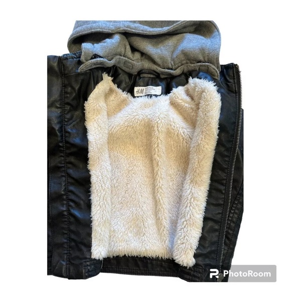 EUC H&M Faux Leather Hooded Toddler Boys Jacket size 2-3Y - Picture 3 of 6